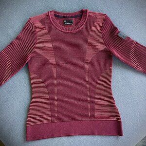 Under Armour Women's Red Striped Sweater with Thumb Holes SMALL